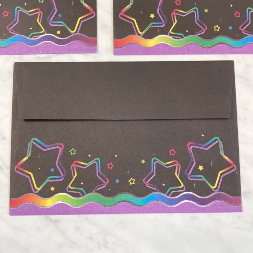Gel Pen Star Envelopes Vintage Set of 5